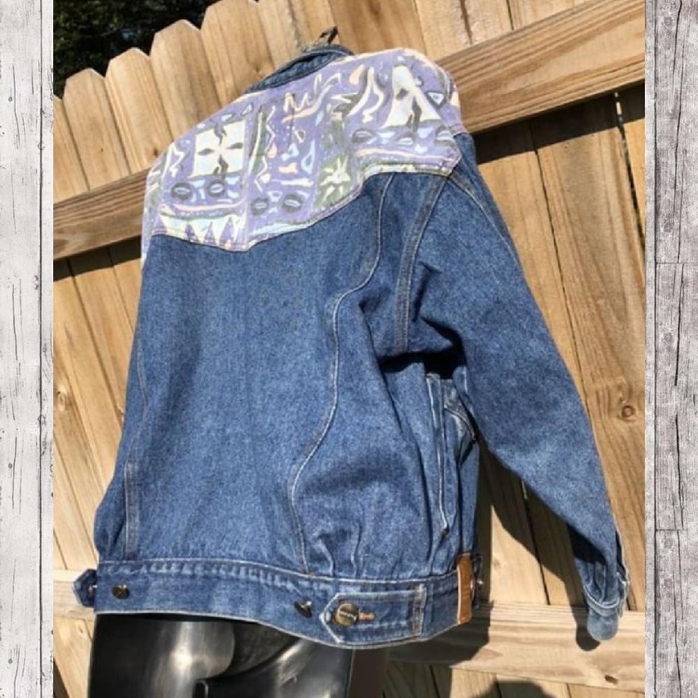 Longdu Hipster Patterned Denim Jacket - image 4